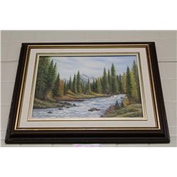 GEORGE ZINNIKER  MT. RUNDLE BOW RIVER ON JOHNSON CANYON   OIL ON BOARD, SIGNED LOWER LEFT 16  X 12 