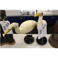 PAIR OF HAND PAINTED EGRET CARVINGS