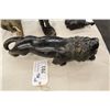 Image 2 : HAND CARVED EBONY LION W/ BONE TEETH, 20'' L