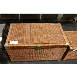 WICKER TRUNK W/ BRASS FIXTURE