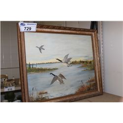 I. PATTERSON, OIL ON BOARD, "GEESE"