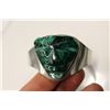 Image 2 : SILVER BANGLE WITH LARGE MALACHITE STONE