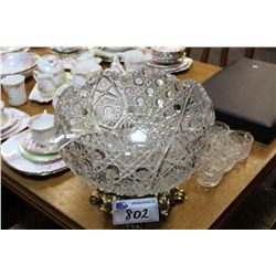 CHRYSTAL PUNCH BOWL & GLASSES