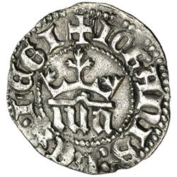 JUAN I. 1/6 de real. Sevilla. A/+ Iohanis:rex:legi. r/ +iohanis:rex:cas. iii-543. ebc-. escasa.