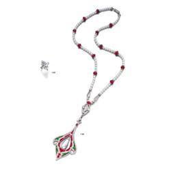 AN ART DECO PEARL, DIAMOND AND COLORED STONE SAUTOIR...