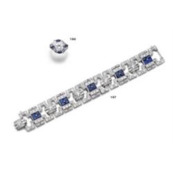 AN ART DECO SAPPHIRE AND DIAMOND BRACELET...