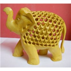 Decorative Wooden Statue of Elephant With Baby Inside Size: 3 inches