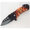 Image 1 : TAC FORCE FLAMING SKULL SPRING ASSIST FOLDING KNIFE NIB