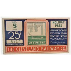 VINTAGE 1938 TRAIN TICKET THE CLEVELAND RAILWAY CO.