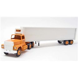 DIECAST WINROSS YELLOW SEMI TRUCK & TRAILER TOY