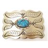 Image 1 : NICKEL SILVER & TURQUOISE BELT BUCKLE