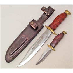 TWO PIECE HUNTER COMBO KNIFE SET WITH LEATHER SHEATH