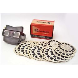 VINTAGE BAKELITE VIEWMASTER & 24 REELS IN ORIGINAL BOX