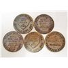 Image 1 : VINTAGE LOT OF 5 BRASS BROTHEL TOKENS