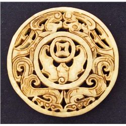 CHINESE ARCHAIC FINE JADE HAND CARVED BAT MEDALLION