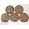 Image 2 : VINTAGE LOT OF 5 BRASS BROTHEL TOKENS