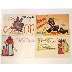 VINTAGE LOT OF 4 BLACK AMERICANA POSTCARDS