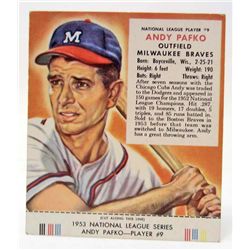 1953 RED MAN CHEWING TOBACCO ANDY PAFKO PROMO CARD