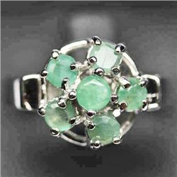 WHITE GOLD OVER STERLING SILVER EMERALD RING