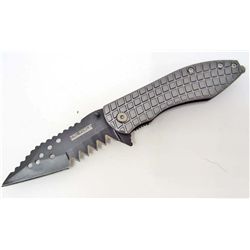 GREY JIGSAW SHARK TOOTH SPRING ASSIST POCKET KNIFE NIB