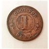 Image 2 : VINTAGE 1 CENT KNICKERBOCKER CURRENCY COIN