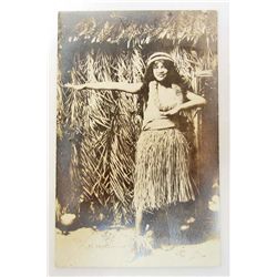 VINTAGE 1916 HAWAIIAN HULA GIRL PHOTO POSTCARD