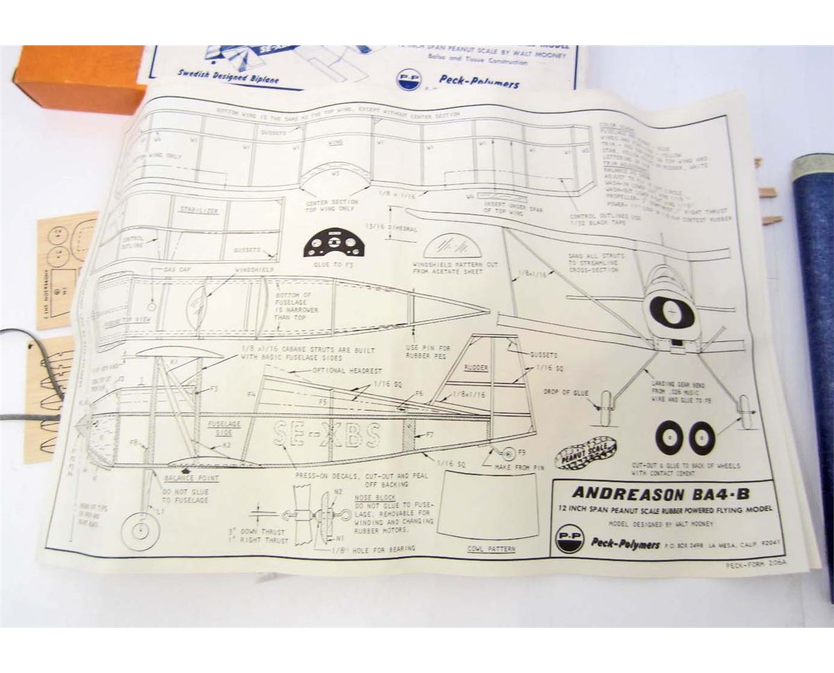 VINTAGE PECK POLYMERS ANDREASON BA4-B PLANE MODEL NIB