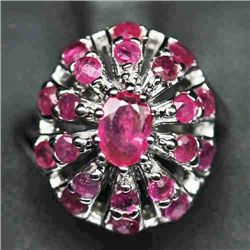 WHITE GOLD OVER STERLING SILVER RUBY RING