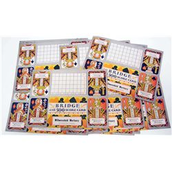 LOT OF 16 VINTAGE BRIDGE AND 500 SCORE CARDS ADVERTISING MORTUARY
