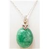 Image 1 : 14KT GOLD JADEITE AND  DIAMOND PENDANT WITH CHAIN