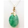 Image 2 : 14KT GOLD JADEITE AND  DIAMOND PENDANT WITH CHAIN