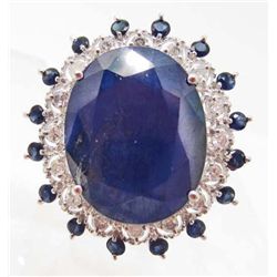 14KT WHITE GOLD SAPPHIRE AND DIAMOND RING