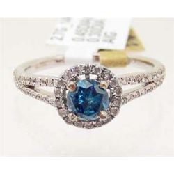 14KT WHITE GOLD BLUE DIAMOND UNITY RING