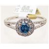 Image 1 : 14KT WHITE GOLD BLUE DIAMOND UNITY RING