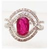 Image 1 : 14KT WHITE GOLD RUBY AND DIAMOND RING