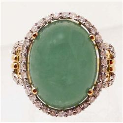 14KT GOLD JADEITE AND DIAMOND RING