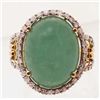 Image 1 : 14KT GOLD JADEITE AND DIAMOND RING