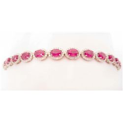 14KT WHITE GOLD RUBY AND  DIAMOND BRACELET