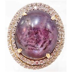 STERLING SILVER STAR RUBY AND SAPPHIRE RING