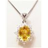 Image 1 : 14KT WHITE GOLD YELLOW SAPPHIRE AND DIAMOND PENDANT NECKLACE
