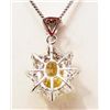 Image 2 : 14KT WHITE GOLD YELLOW SAPPHIRE AND DIAMOND PENDANT NECKLACE