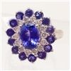 Image 1 : 14KT WHITE GOLD TANZANITE AND DIAMOND RING