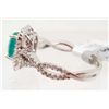 Image 2 : 14KT WHITE GOLD EMERALD AND DIAMOND RING