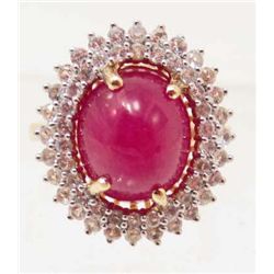 18K GOLD OVER STERLING SILVER RUBY AND SAPPHIRE RING