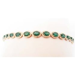 14KT GOLD EMERALD AND DIAMOND BRACELET