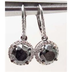 14KT WHITE GOLD BLACK AND WHITE DIAMOND EARRINGS