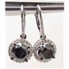 Image 1 : 14KT WHITE GOLD BLACK AND WHITE DIAMOND EARRINGS