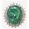 Image 1 : STERLING SILVER GREEN BERYL AND SAPPHIRE RING
