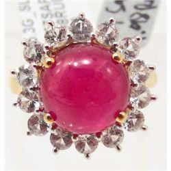 PLATINUM OVER STERLING SILVER RUBY AND SAPPHIRE RING
