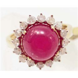 14KT GOLD RUBY AND DIAMOND RING